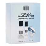 DedCool Xtra Milk Fragrance Duo retail box on a white background, showing the box front with product bottles and a free gift badge.