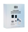 DedCool Xtra Milk Fragrance Duo retail box on a white background, showing the box front with product bottles and a free gift badge.