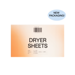 A package of DedCool DRYER SHEETS shown on a plain white background, with a light blue circular badge in the top right that reads 'NEW PACKAGING!'.