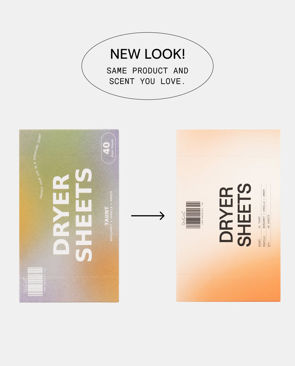 new look of DedCool Dryer Sheets box